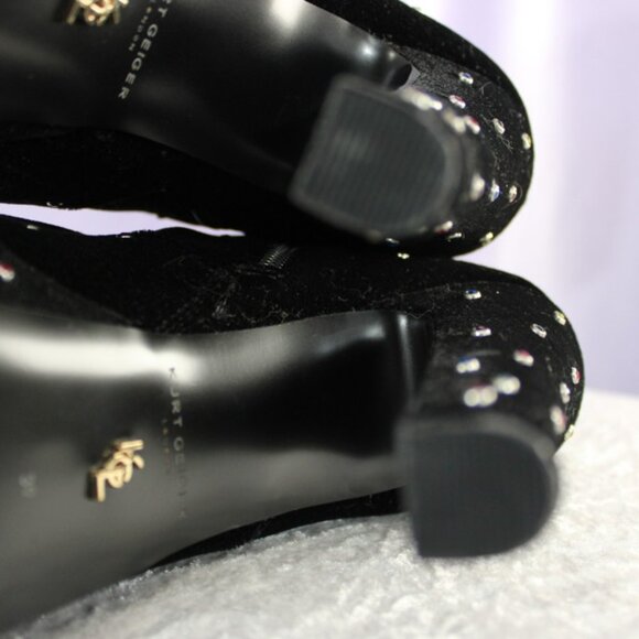 Kurt Geiger London Black Crystal Stud Platform Ankle Boots Stiletto Heels NEW - Picture 7 of 10